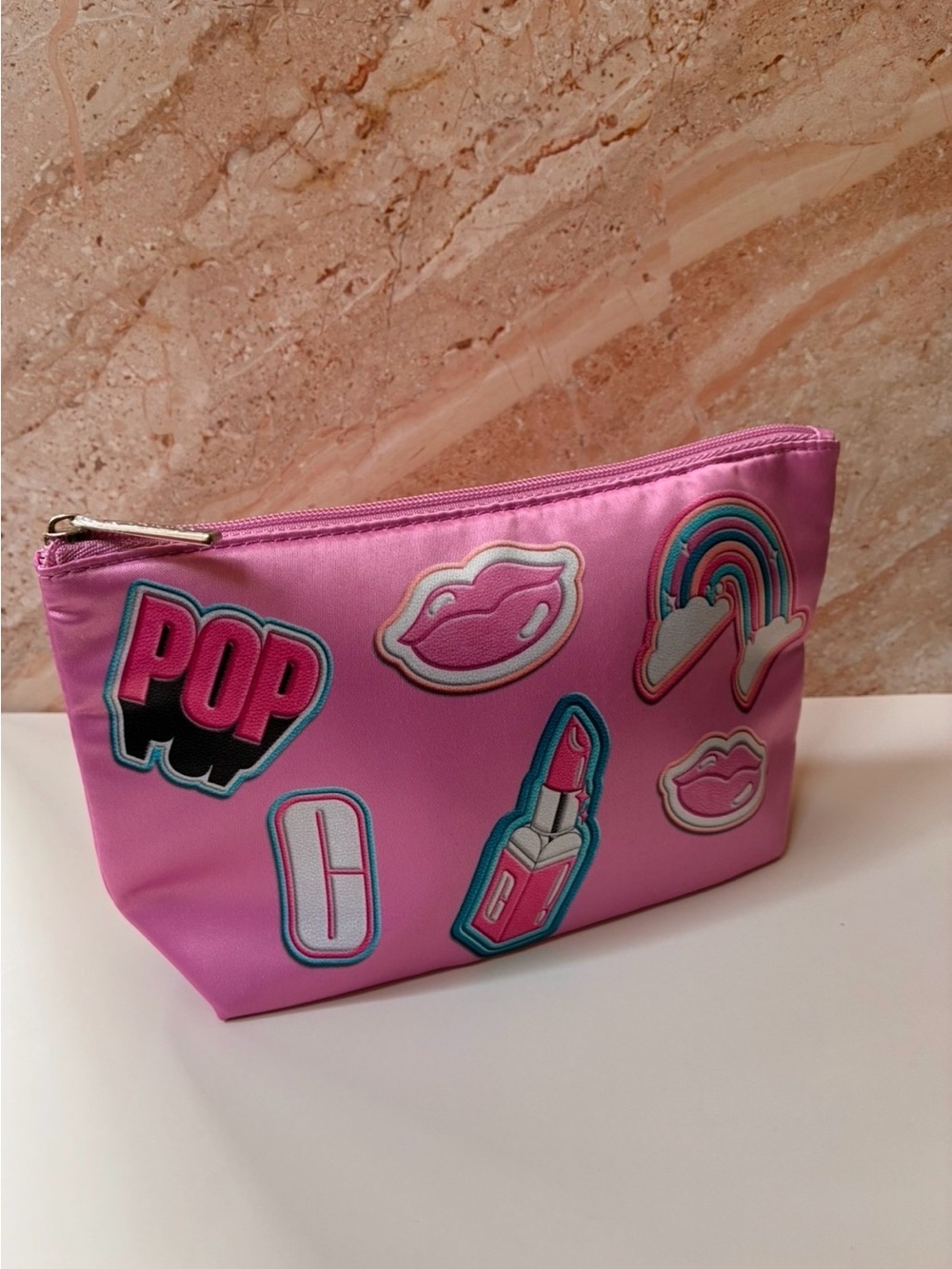 Clinique Pink Pop Patch Cosmetic Bag